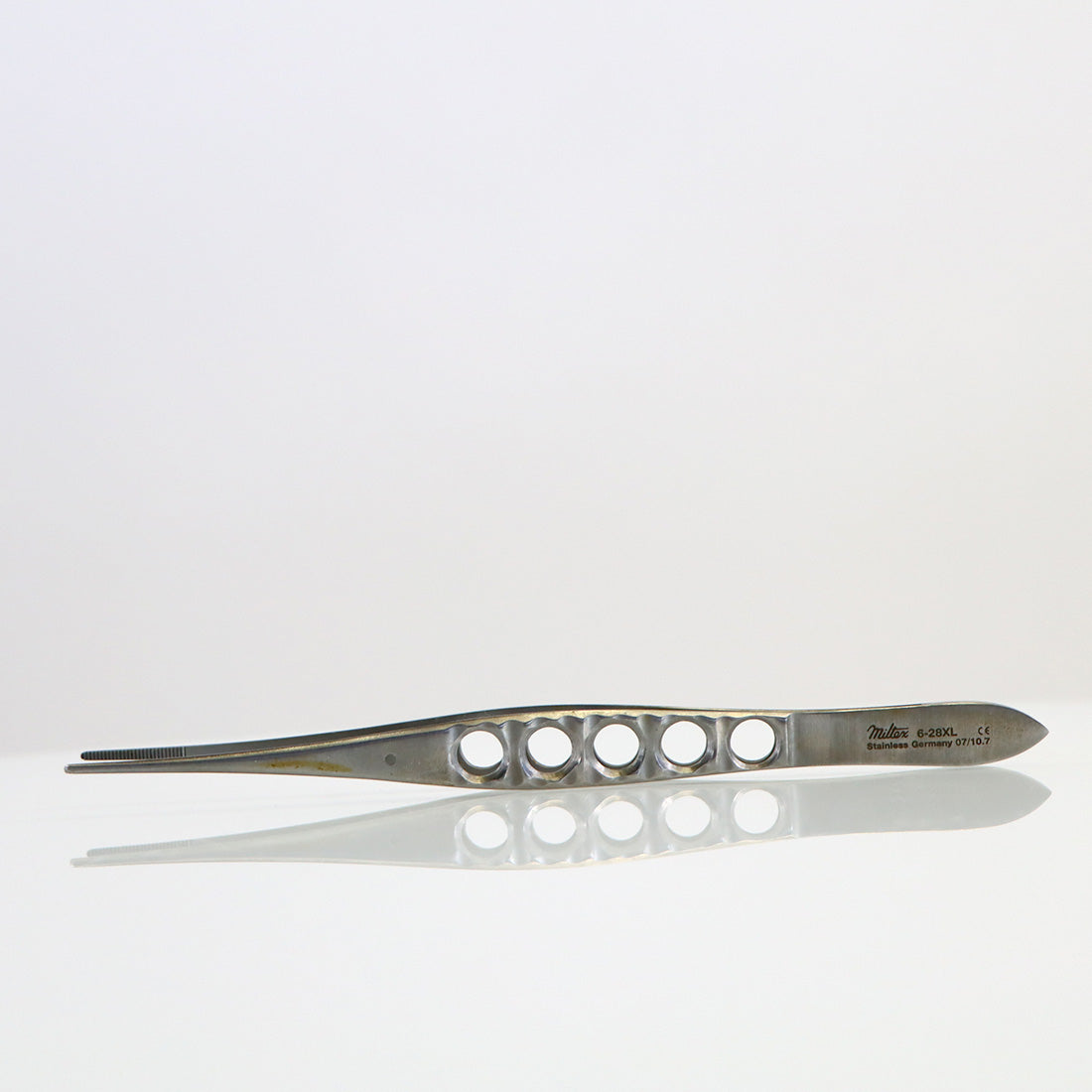 Miltex 6-28XL Dressing Forceps 5.5in Length Serrated Tips Tweezers Fenestrated
