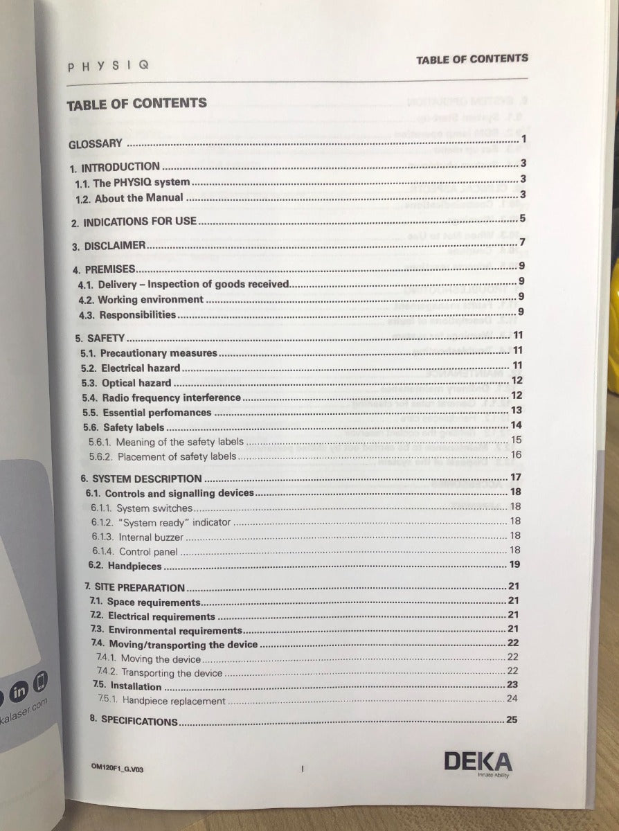 DEKA Cartessa PHYSIQ Innate Ability User Manual Guide Book Operation Book Nice