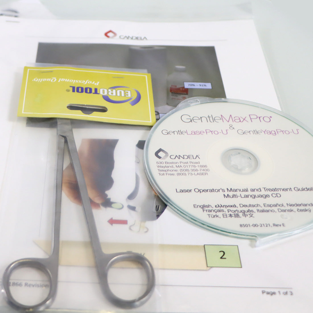 Candela GentleMax Pro Lase Yag CD Manual and Cleaning Guide Kit 8501-00-2121 E