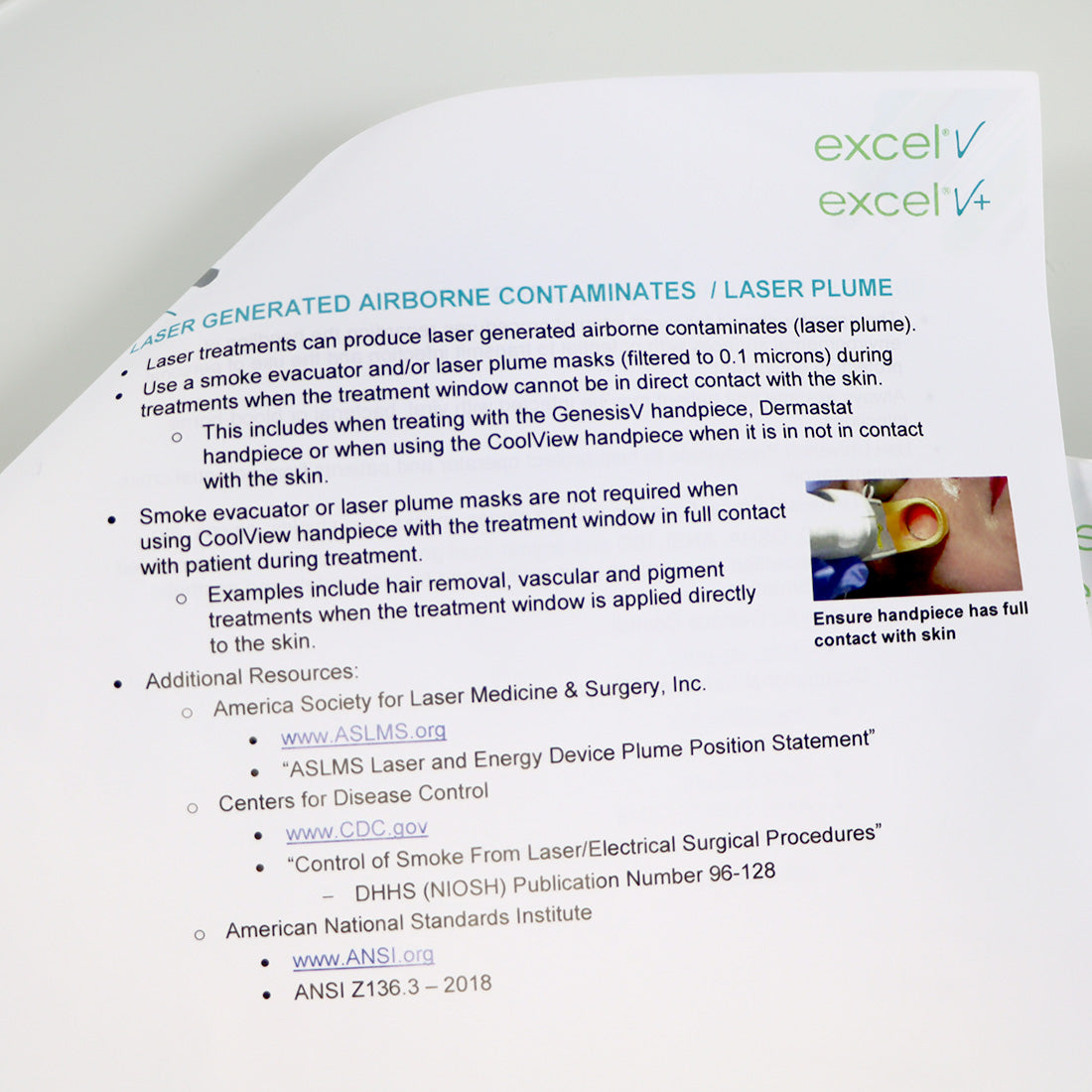 Cutera Excel V / V+ Cleaning and Disinfecting Addendum / Safety Guide D002632 rA