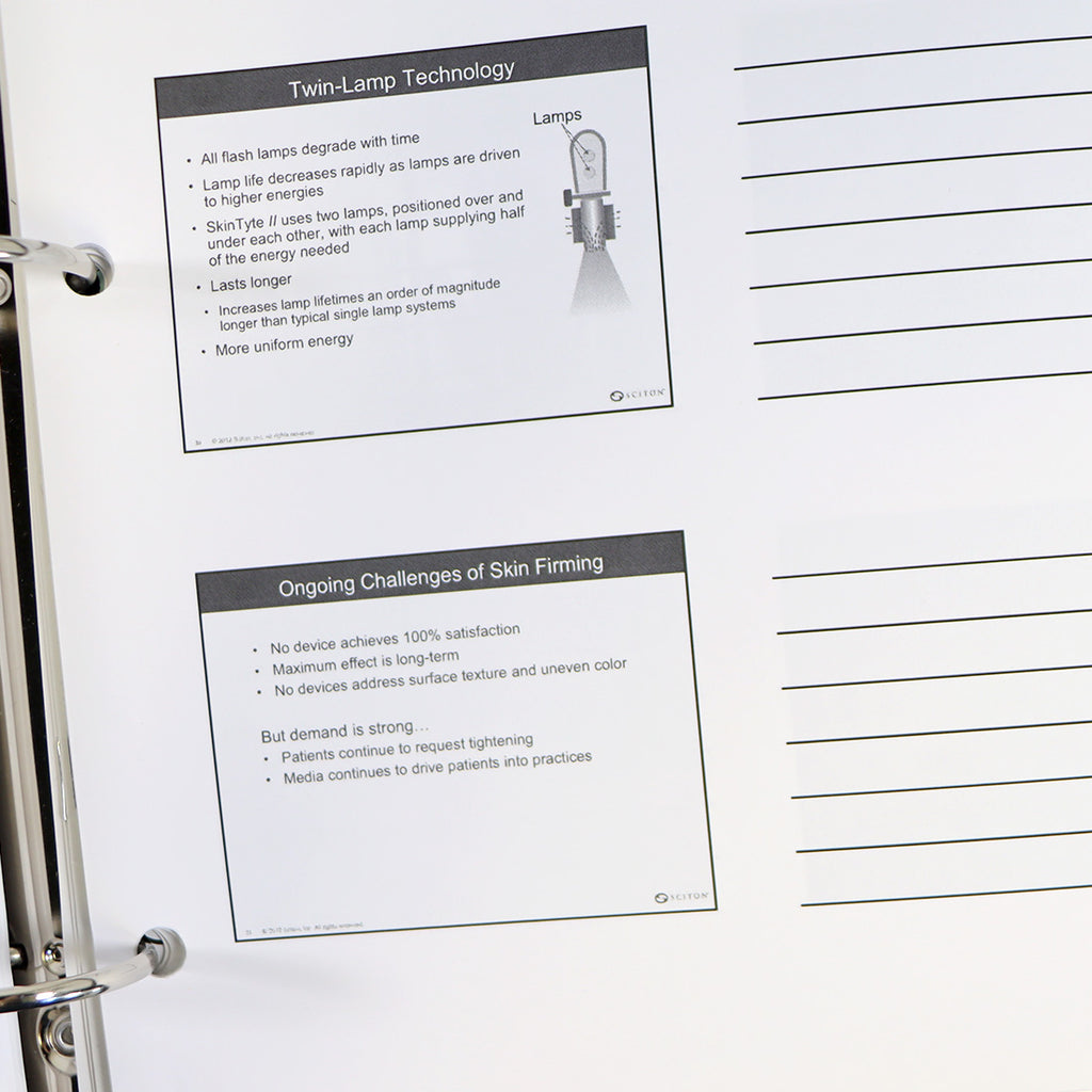 Sciton Seminar Marketing Power Point and Product Description Binder