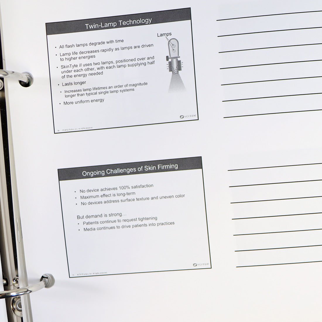 Sciton Seminar Marketing Power Point and Product Description Binder