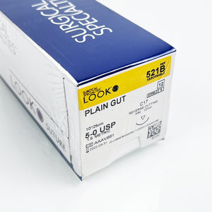 Surgical Specialties LOOK Plain Gut 5-0 10"/25cm C17 Reverse Cutting Suture x12