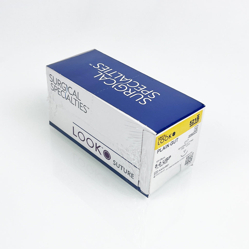Surgical Specialties LOOK Plain Gut 5-0 10"/25cm C17 Reverse Cutting Suture x12
