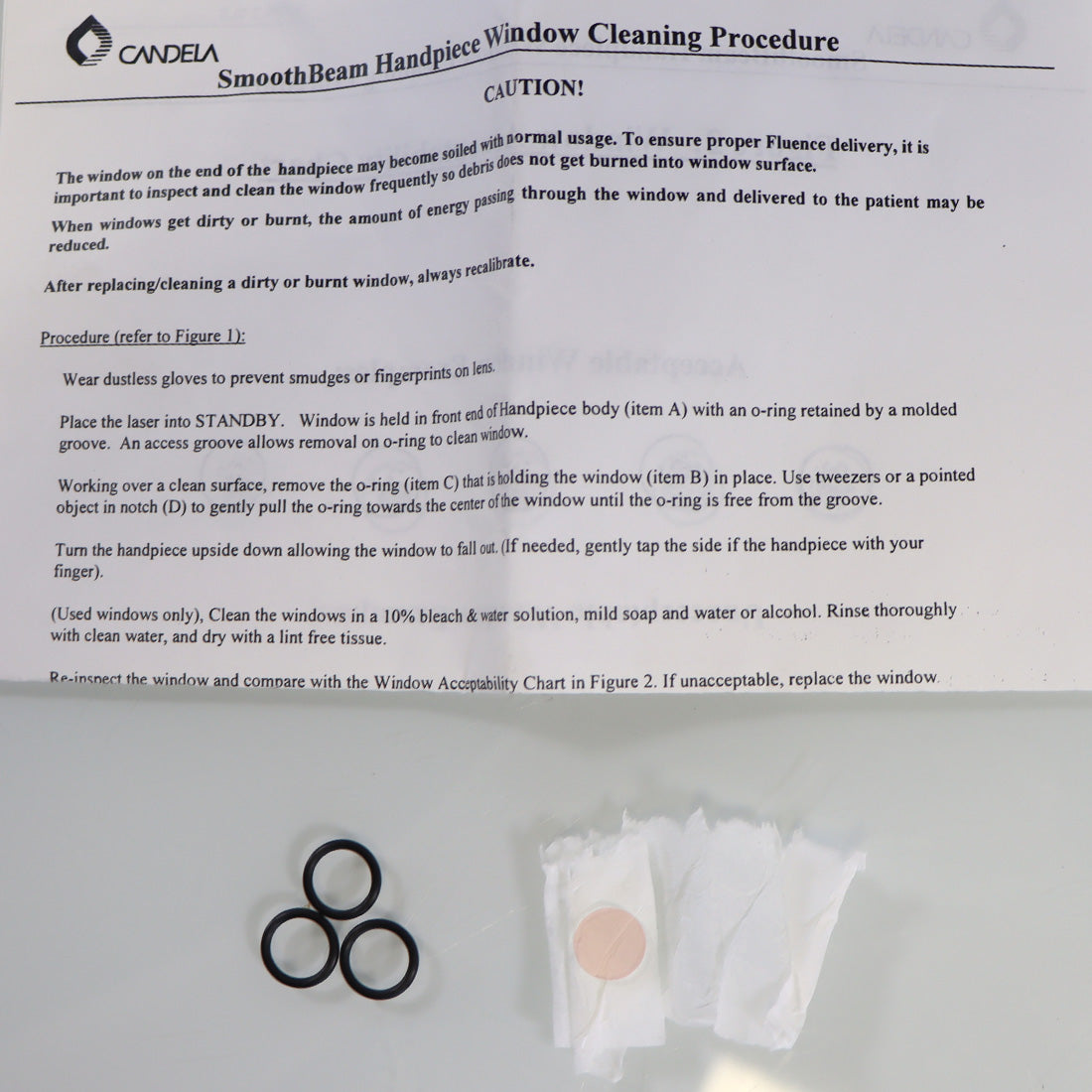 Candela SmoothBeam Laser Handpiece Window Replacement Kit 7122-00-3007 3-Pack