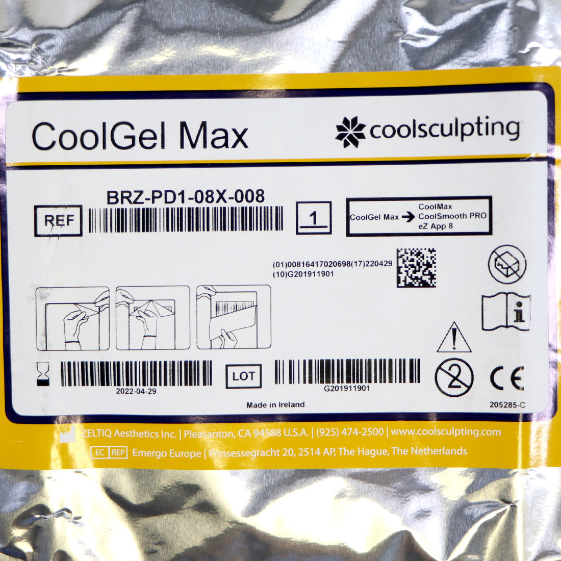 Zeltiq CoolSculpting CoolGel Max Cool Gel Pads BRZ-PD1-08X-008 Exp04/2022 x3 Pcs
