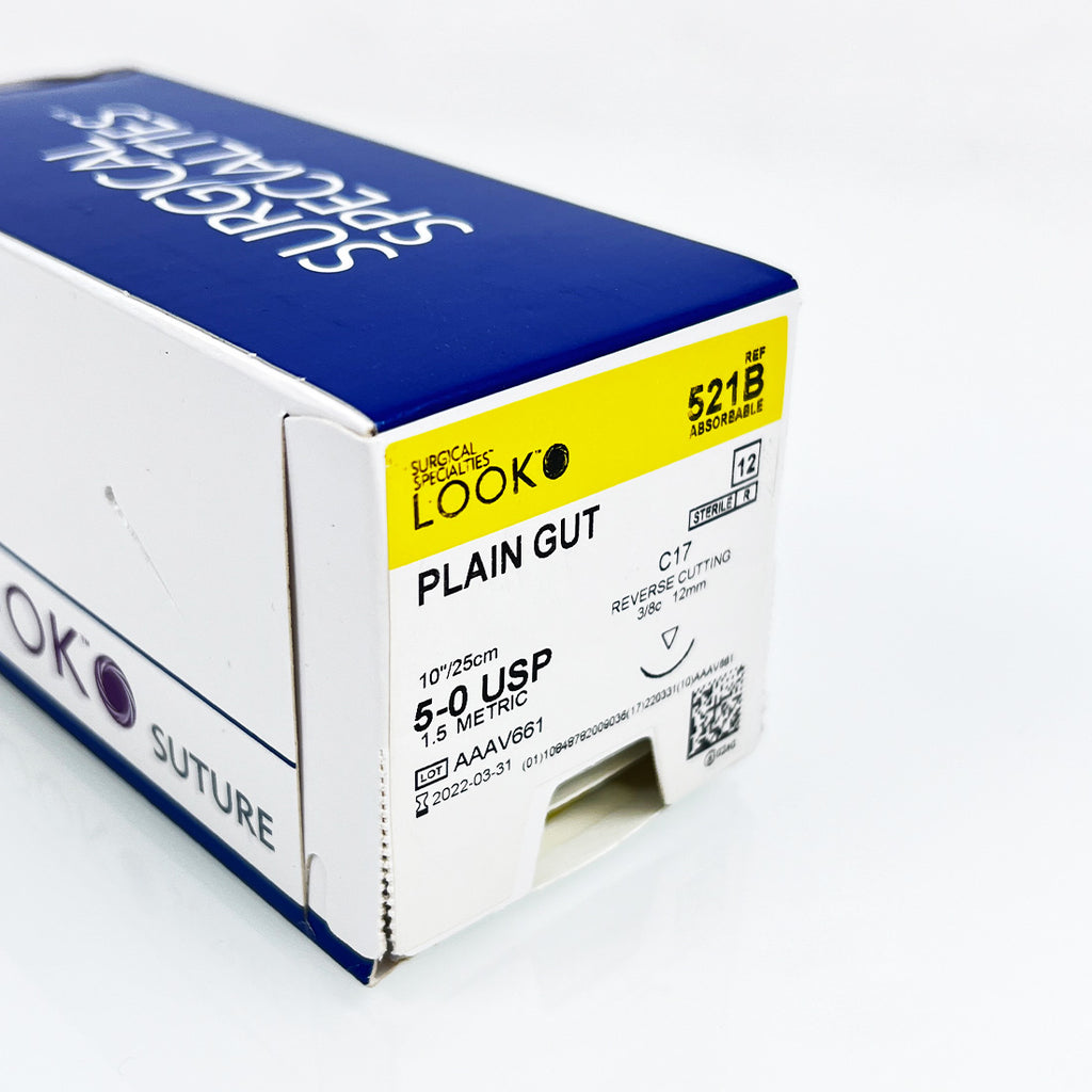 Surgical Specialties Plain Gut Suture 5-0 USP 10"/25cm Reverse Cutting 521B x9pc