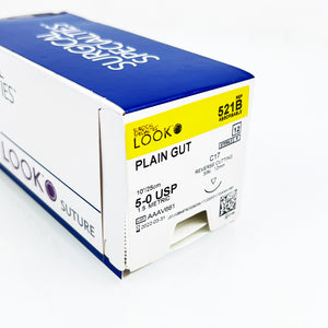 Surgical Specialties LOOK Plain Gut Suture 5-0 USP 10"/25cm Reverse Cutting x9pc