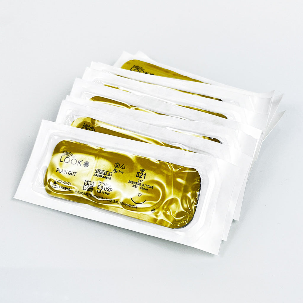 Surgical Specialties LOOK Plain Gut Suture 5-0 USP 10"/25cm Reverse Cutting x9pc