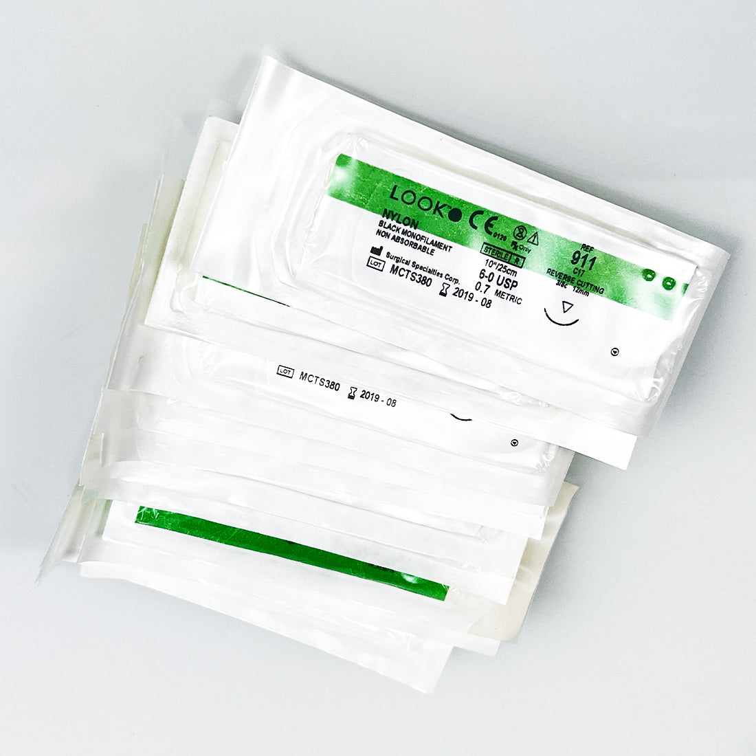 Surgical Nylon Black Monofilament Suture 6-0 USP 10"/25cm Reverse Cutting x11Pcs