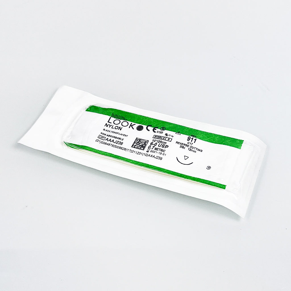 Surgical Nylon Black Monofilament Suture 6-0 USP 10"/25cm Reverse Cutting x15 Pc