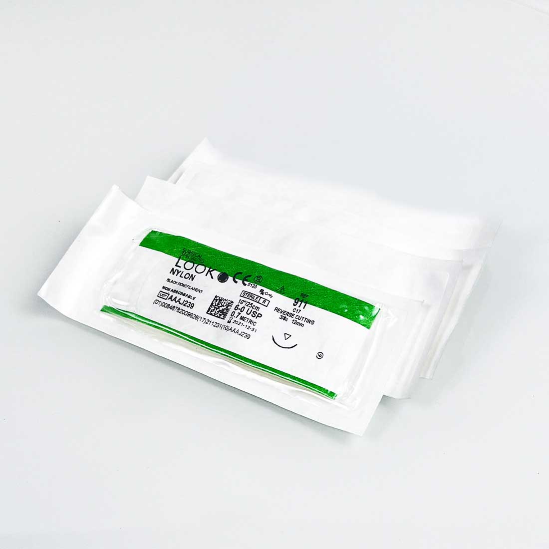 Surgical Nylon Black Monofilament Suture 6-0 USP 10"/25cm Reverse Cutting x4 Pcs