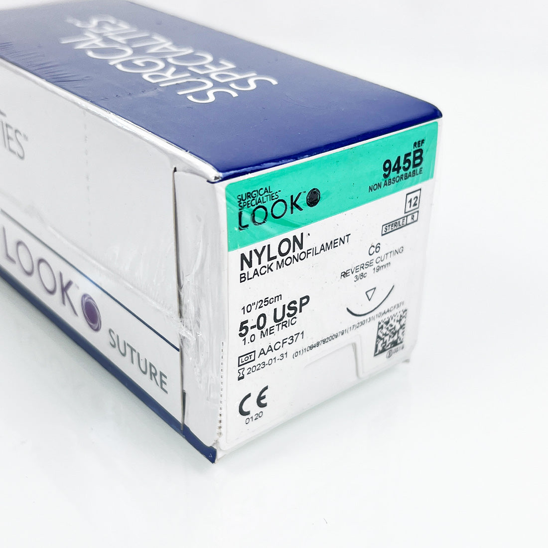Surgical Nylon Black Monofilament Suture 5-0 USP 10"/25cm Reverse Cutting 945B