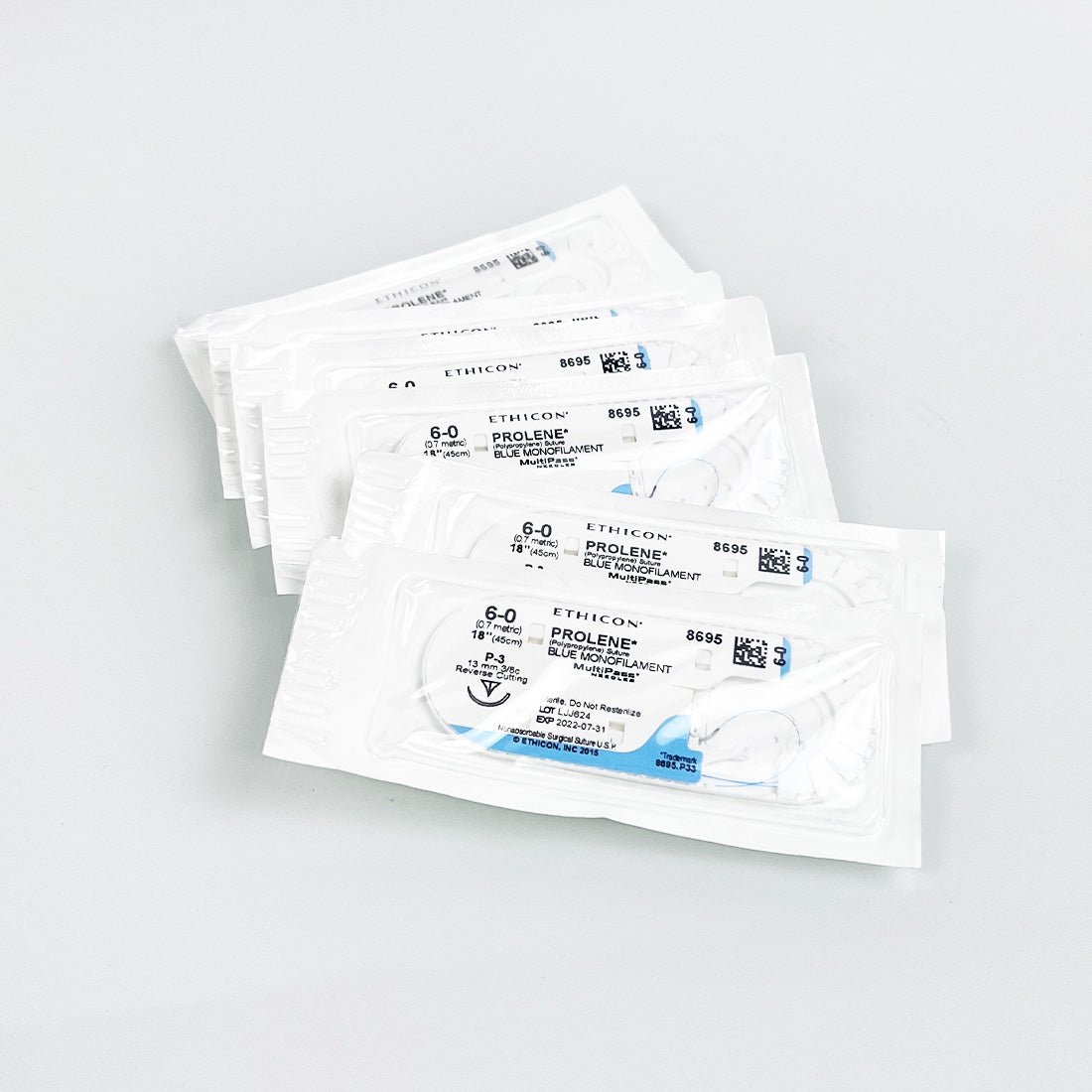 Ethicon Prolene Surgical Suture Polypropylene Prolene 6-0 18"/45cm 8695G x7 Pcs