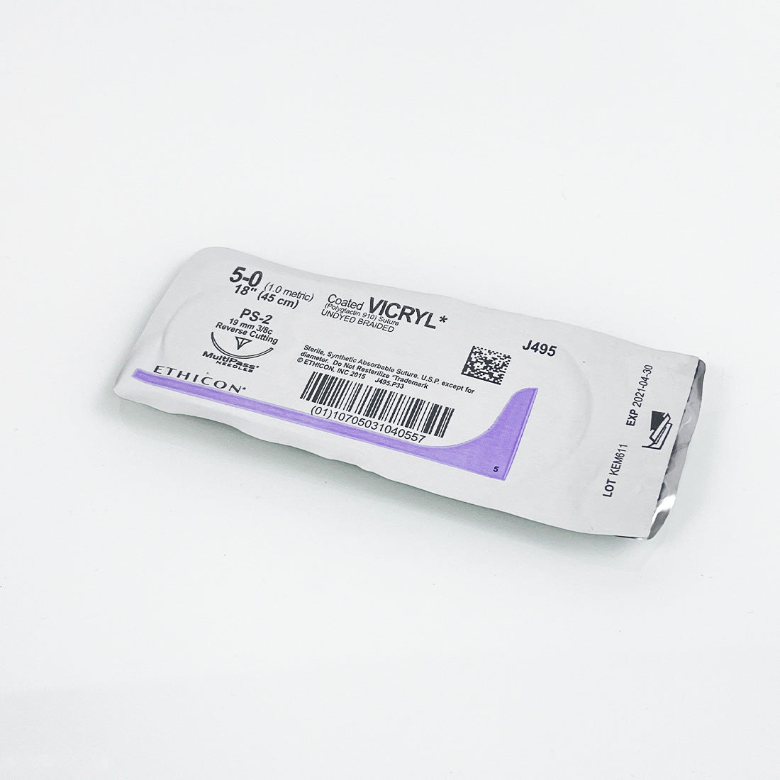 Ethicon Vicryl Undyed Braided 5-0 18"/45cm Suture J495G Reverse Cutting (x14pcs)