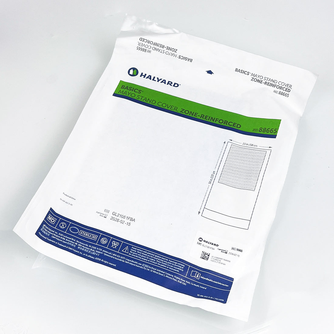 Halyard Basics Zone-Reinforced Mayo Stand Cover 23in x 54in Sterile 88665 10pk
