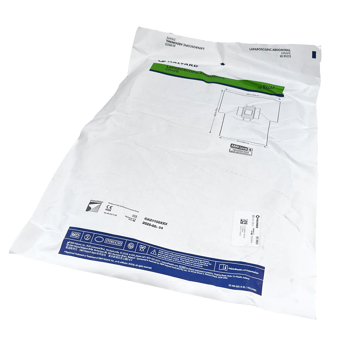 Halyard Basics Laparoscopic Abdominal Drape 100in x 124in Sterile 89233 - Single