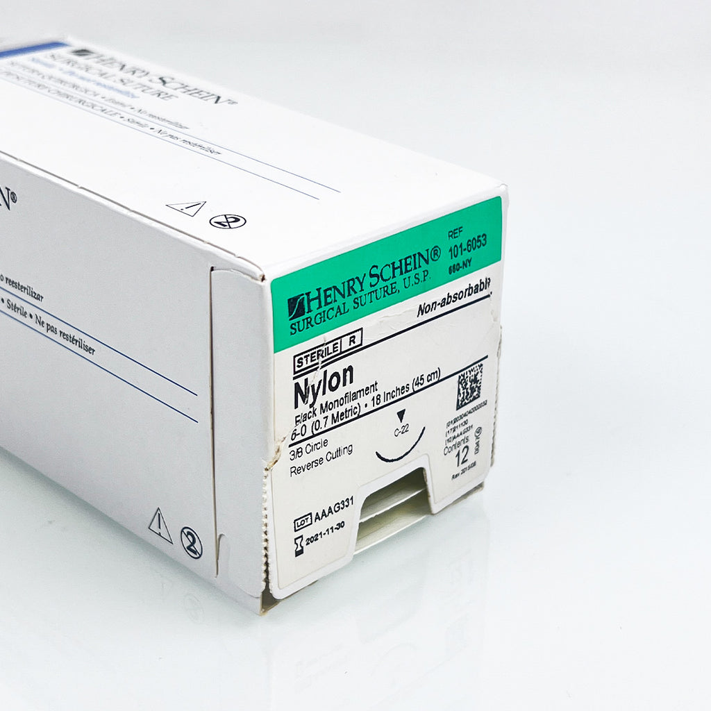 Henry Schein Surgical Suture Nylon Black Filament 6-0 18"/45cm Reverse Cutting