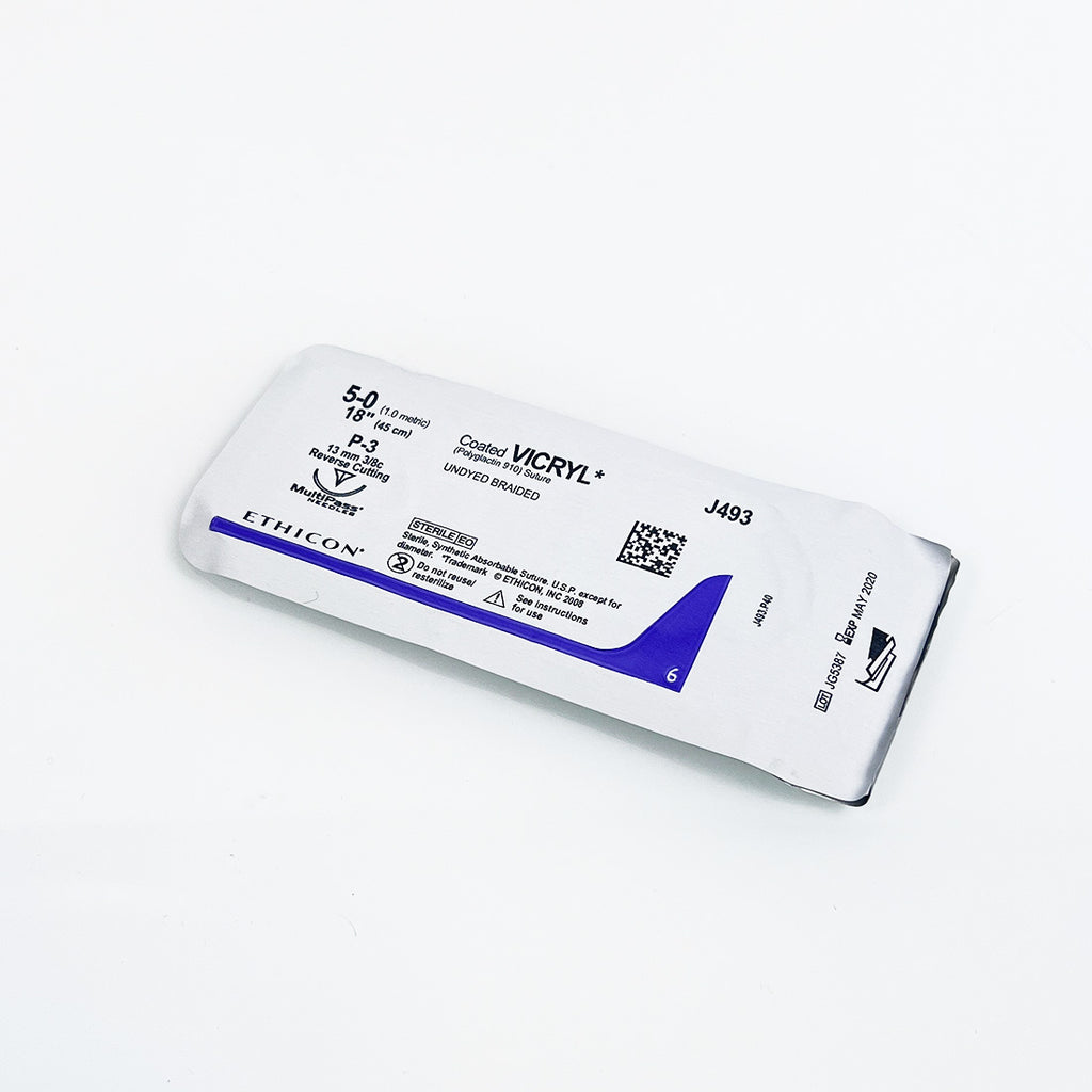Ethicon Vicryl Undyed Braided 5-0 18"/45cm Suture J493G Reverse Cutting (x18pcs)