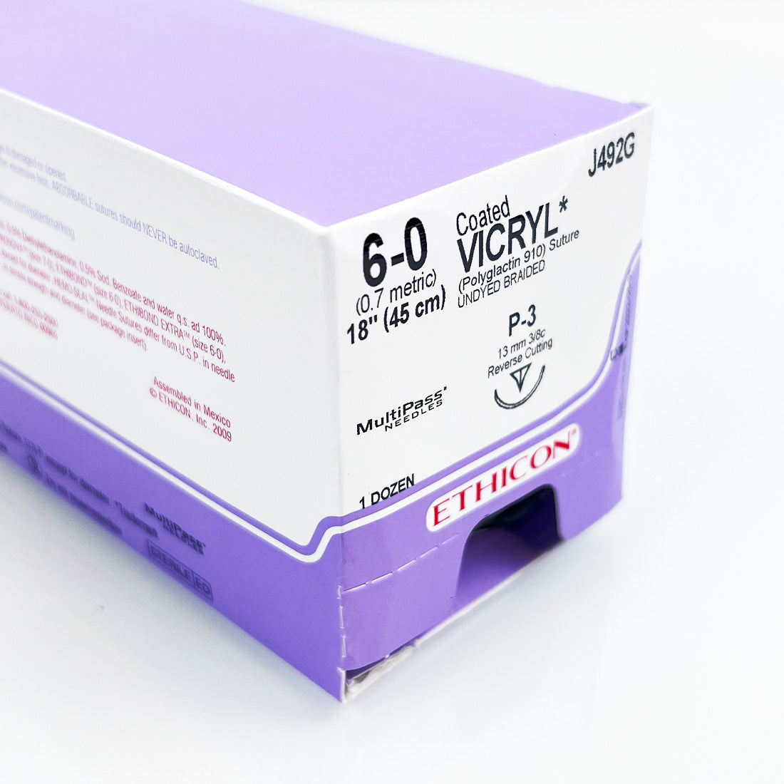 Ethicon Vicryl Undyed Braided 6-0 18"/45cm Suture J492G Reverse Cutting (x17 pc)