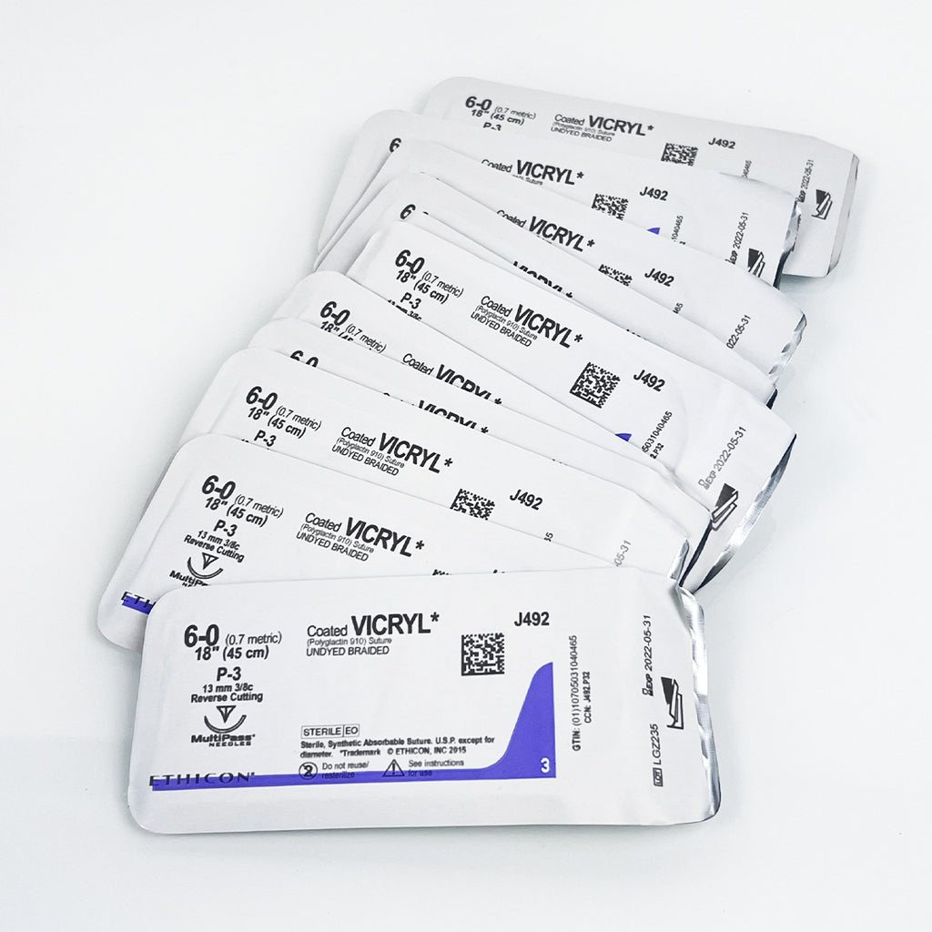 Ethicon Vicryl Undyed Braided 6-0 18"/45cm Suture J492G Reverse Cutting (x17 pc)