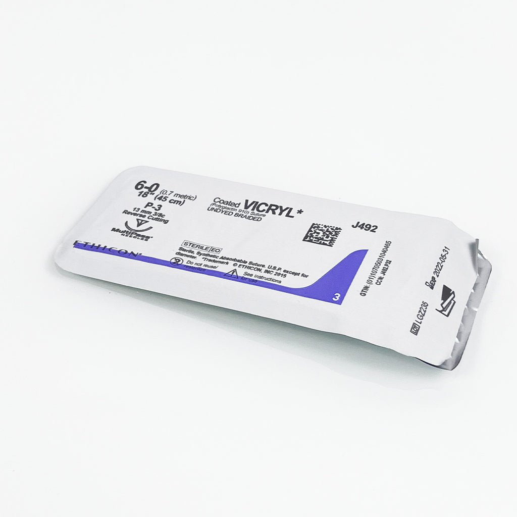 Ethicon Vicryl Undyed Braided 6-0 18"/45cm Suture J492G Reverse Cutting (x17 pc)