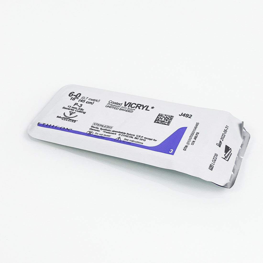 Ethicon Vicryl Undyed Braided 6-0 18"/45cm Suture J492G Reverse Cutting (x17 pc)