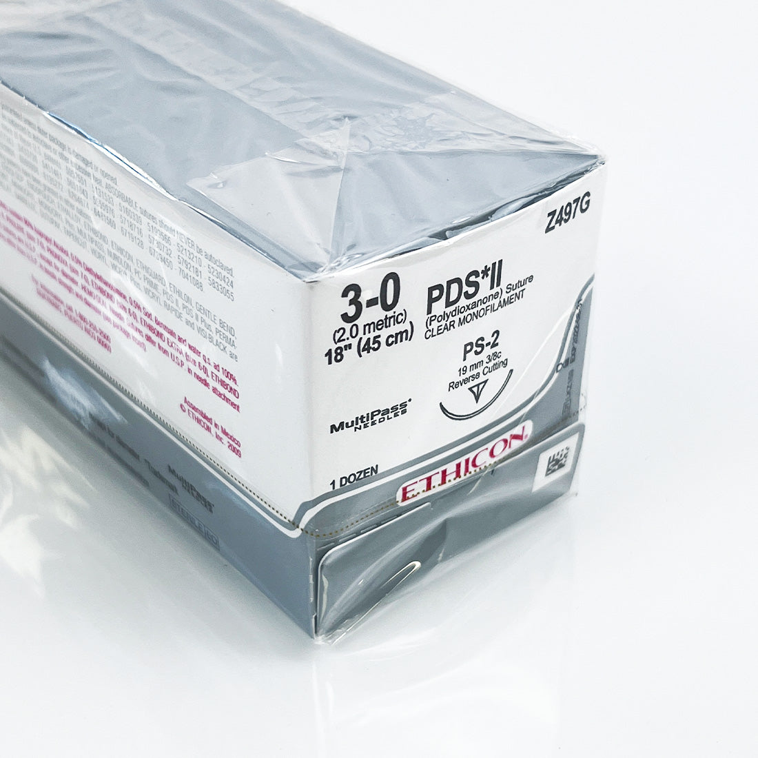 Ethicon PDS II 3-0 2.0 Metric 18"/45cm Clear Monofilament Suture Z497G PS-2 x12