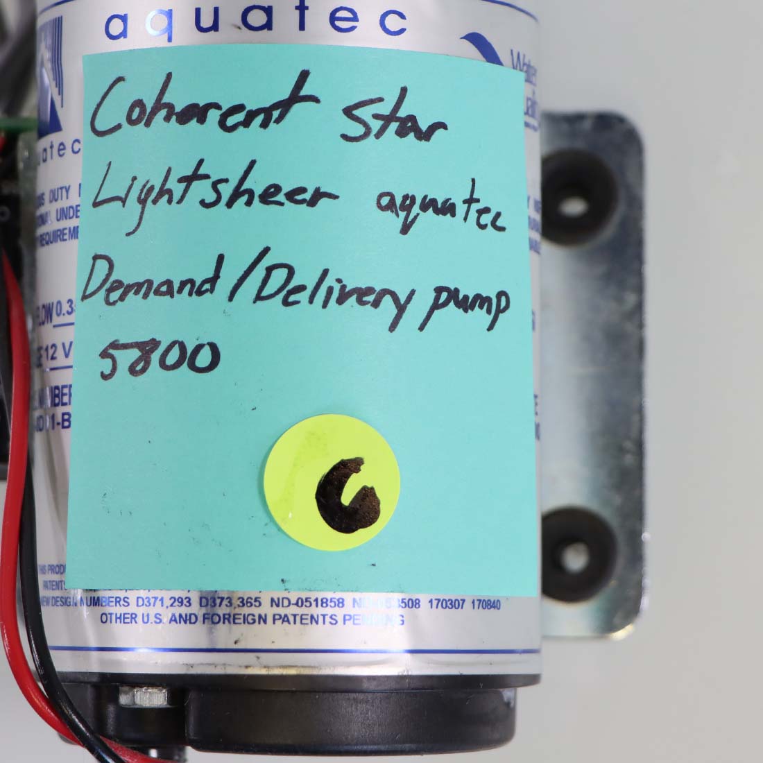 Coherent Star LightSheer Aquatec Demand / Delivery Pump DDP 5800 Part As-Is (C)