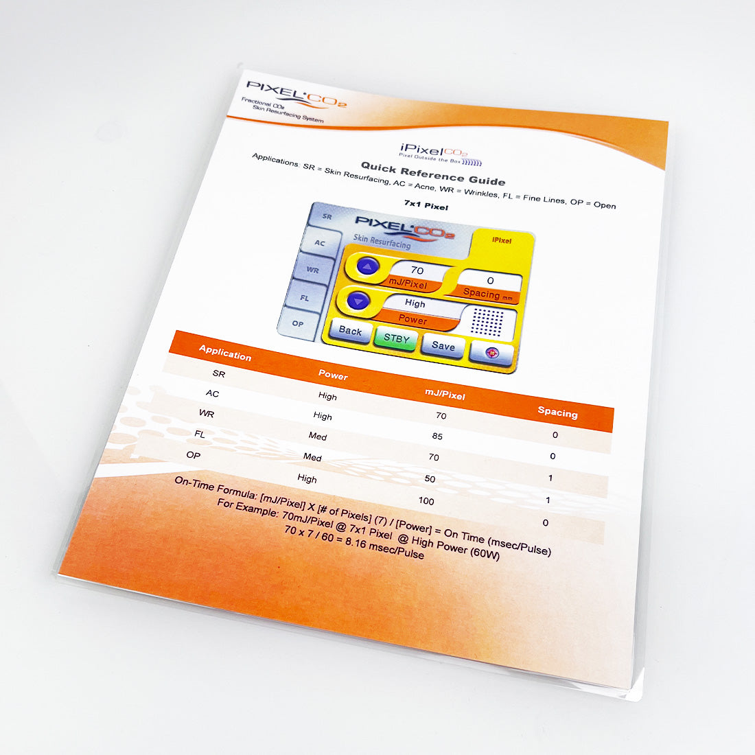 Alma Lasers Pixel CO2 Quick Reference Operator User Guide Sheet iPixel 7x7 9x9