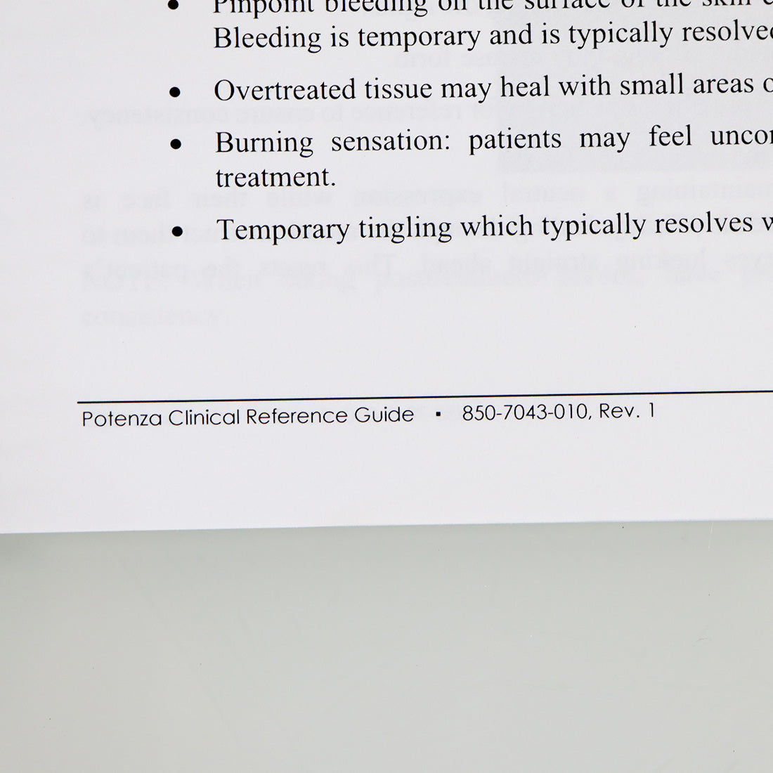 Cynosure Potenza Microneedling Clinical Reference Guide Booklet 850-7043-010