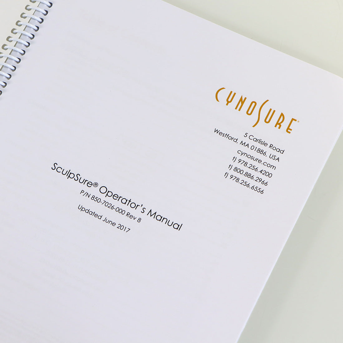 Cynosure SculpSure Laser Operator's Manual User Operation Setup Usage Guide