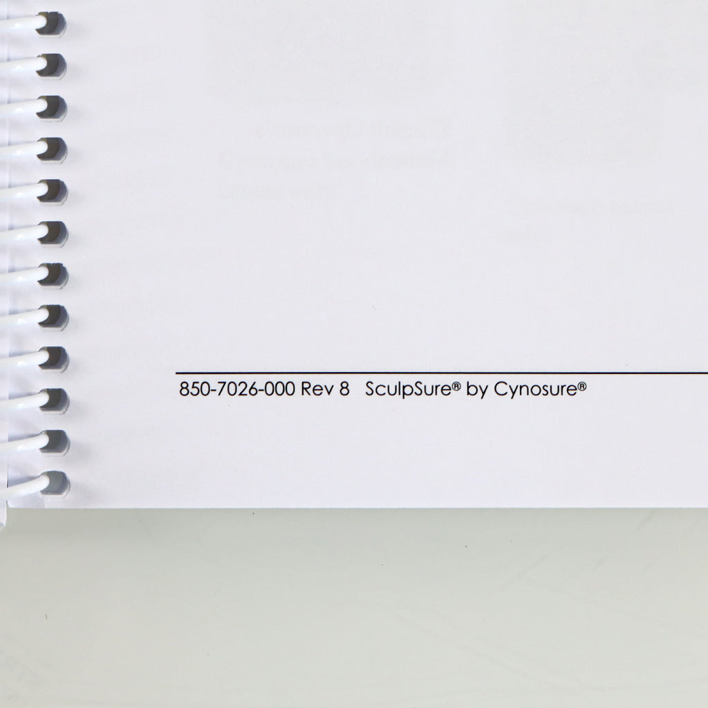 Cynosure SculpSure Laser Operator's Manual User Operation Setup Usage Guide