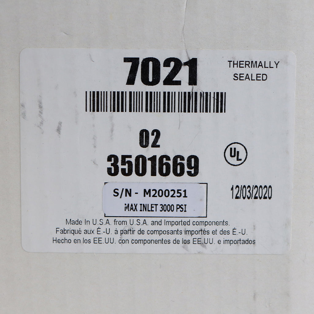 Parker Porter Medical Oxygen Preset Regulator Valve 7021 3000 PSI Max Inlet