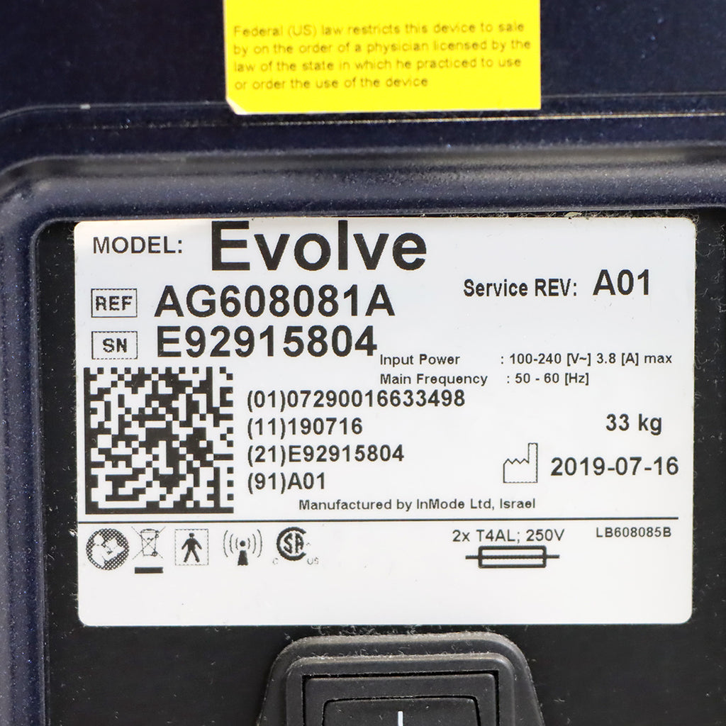 2019 InMode Evolve Skin Tightening Muscle Toning RadioFrequency Fat Reduction RF