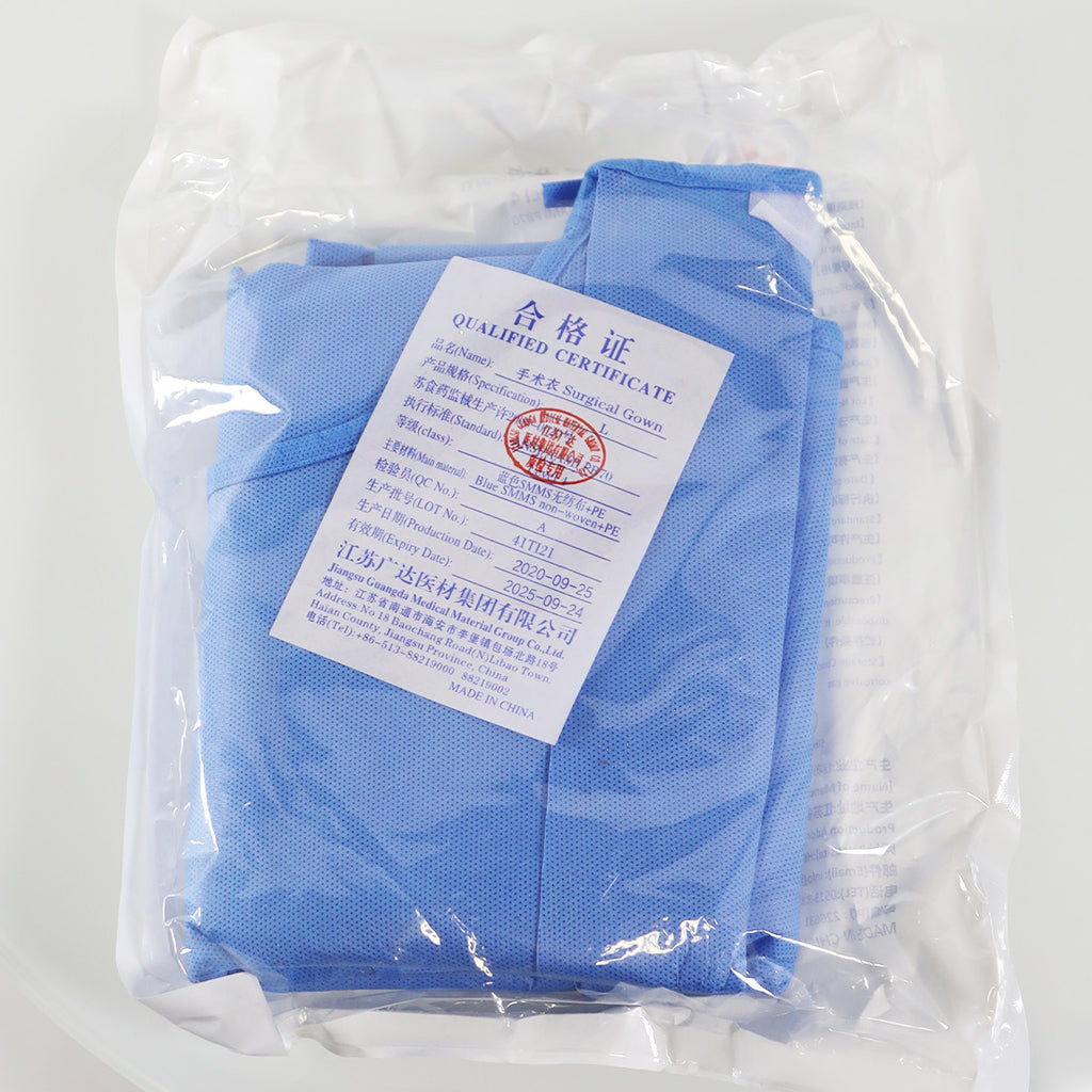 Surgical Gown Large Blue Level 4 Medical Office Surgery Patient PB70 Lg (x5 Pcs)