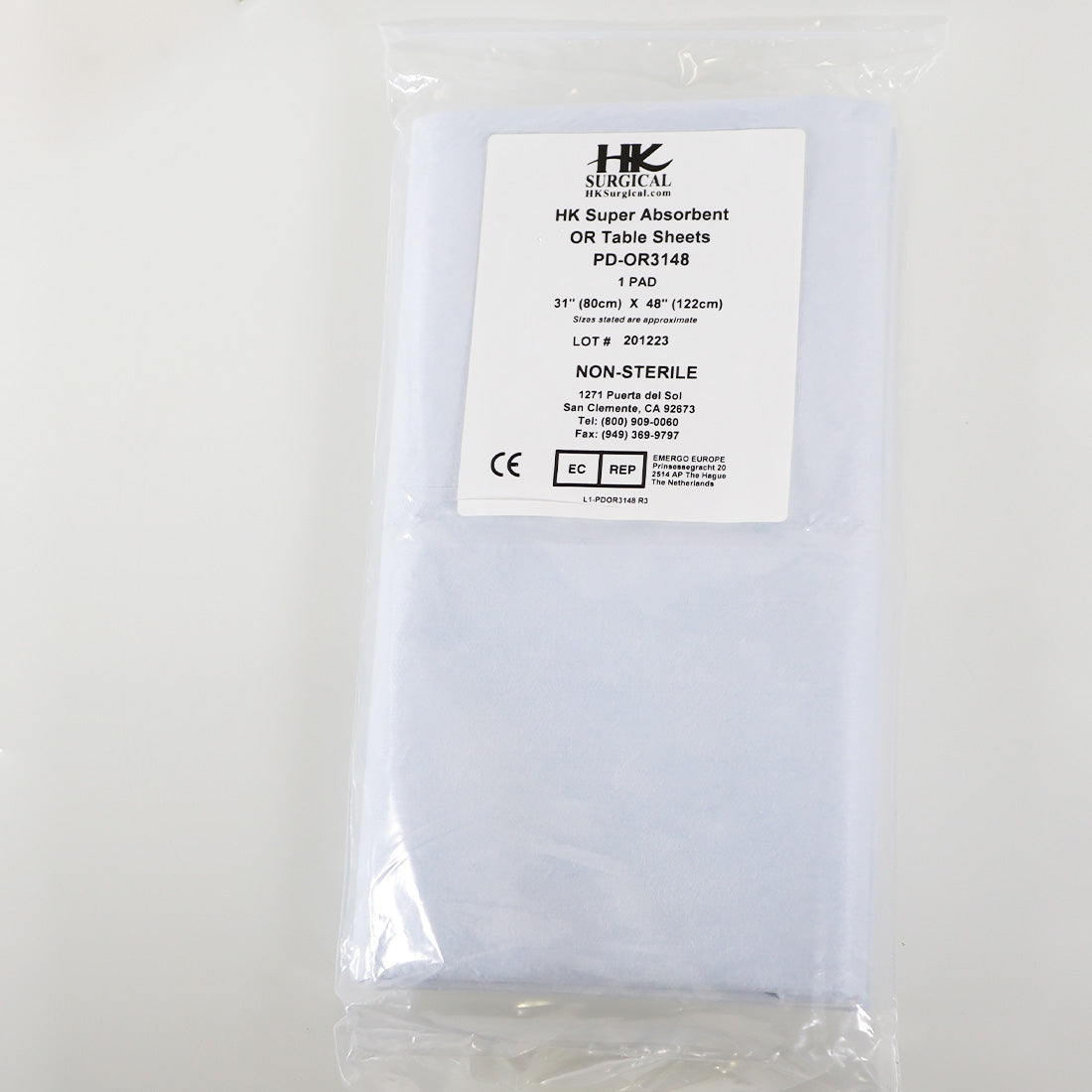 HK Surgical Super Absorbent OR Table Sheet 31in x 48in PD-OR3148 Non-Sterile 5pk