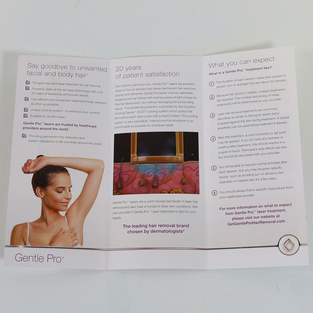 Candela Gentle Pro Laser Treatment Pamphlet PU00952EN Hair Removal 20-Pack