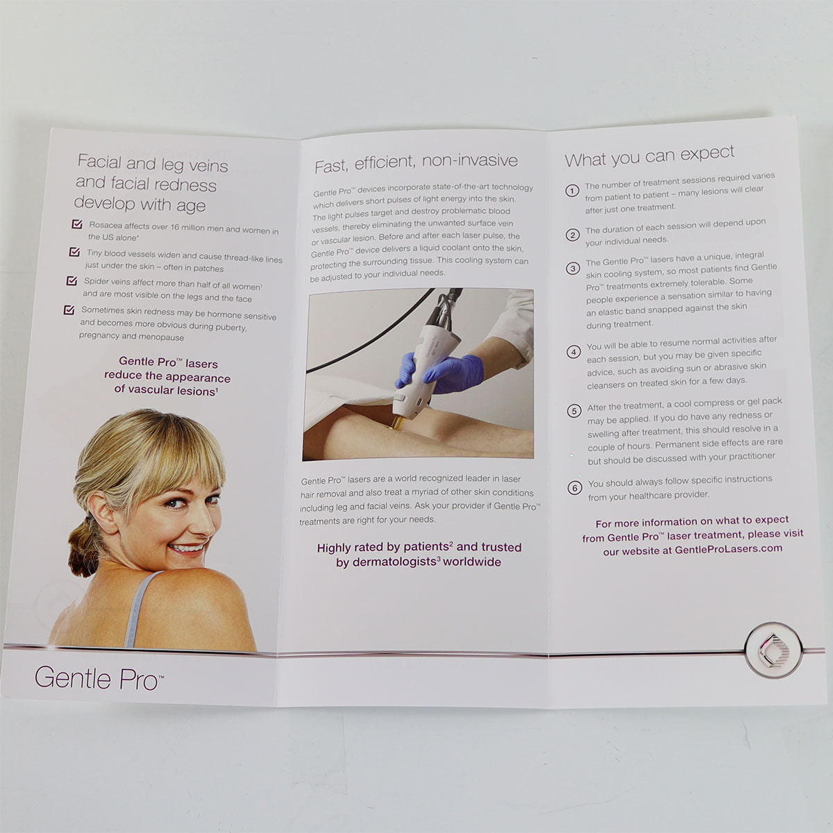 Candela Gentle Pro Laser Treatment Pamphlet PU00955EN Vein Treatment 50-Pack