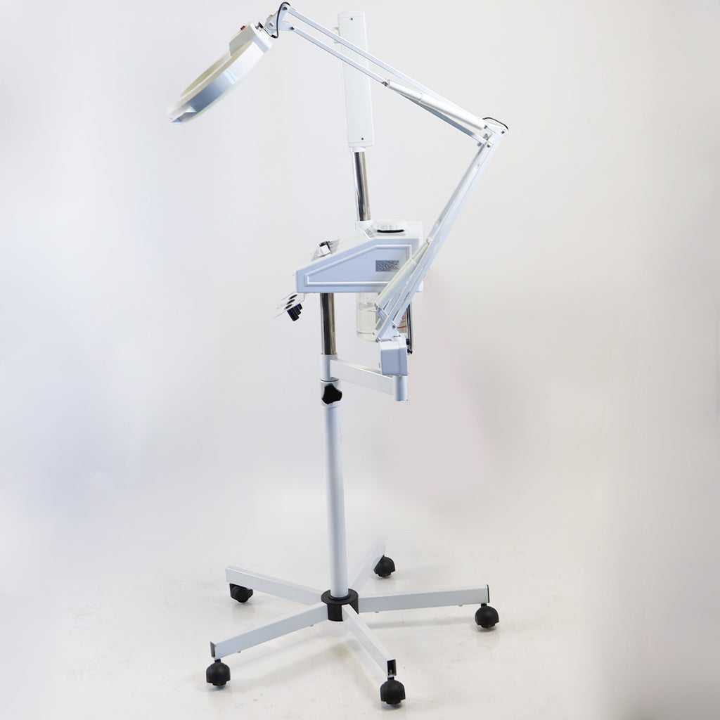 Facial Steamer Mobile 3 in 1 Beauty Instrument Rolling M-2005D Salon Spa 5x Lens
