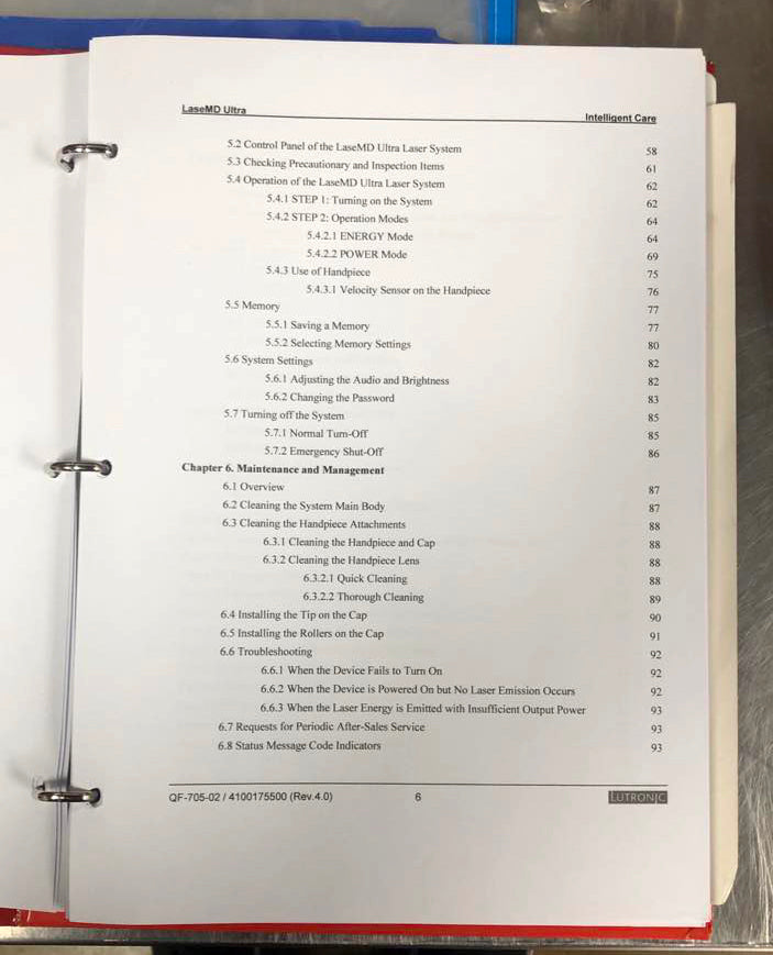 Lutronic LaseMD Ultra Thulium Laser Operator Manual User Guide Operation 1027nm