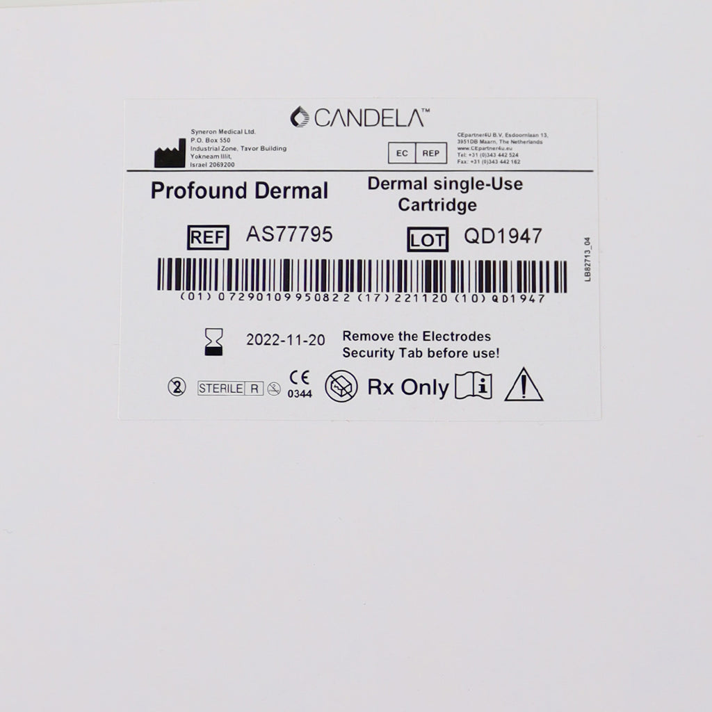 Candela Profound Dermal Single-Use Cartridge REF AS77795 EXP 11-20-2022