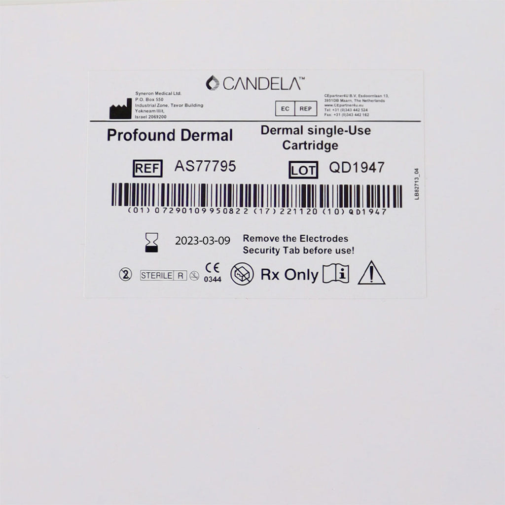 Candela Profound Dermal Single-Use Cartridge REF AS77795 EXP 03-09-2023