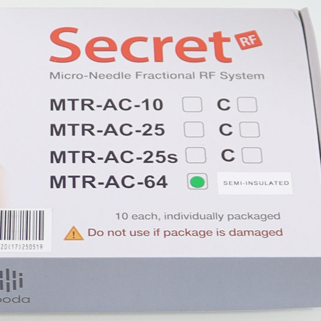 Cutera Secret RF MicroNeedle Tip 64-Pin Semi-Insulated MTR-AC-C-64 EX05-2025 x10
