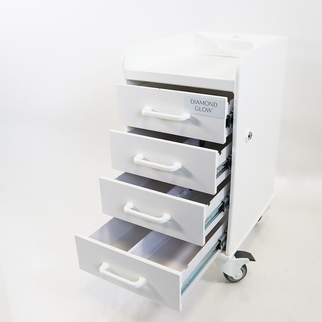 DiamondGlow Skin Resurfacing Rolling Cart w Drawers Mobile Facial Diamond Glow