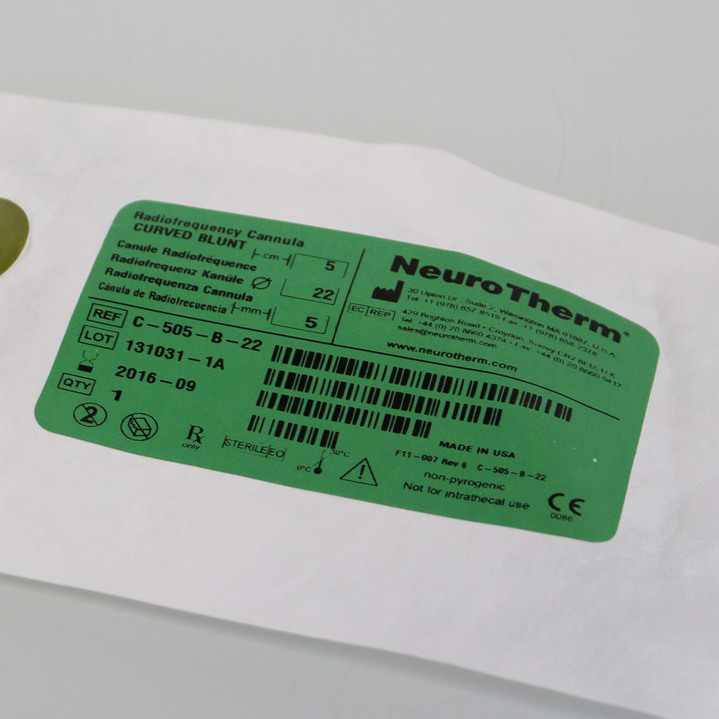 NeuroTherm RadioFrequency Disposable Cannula Curved Blunt C-505-B-22 Exp-2016