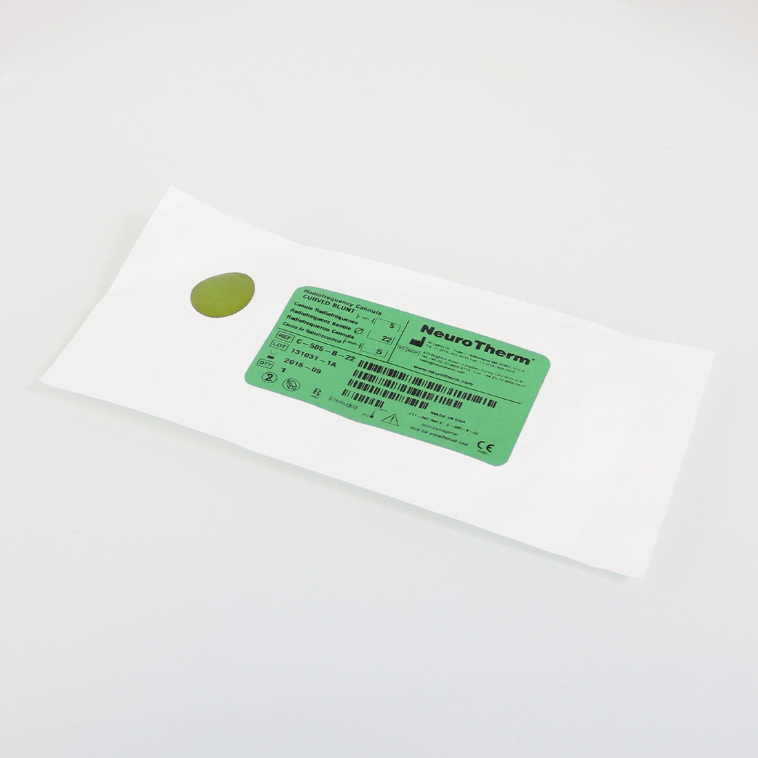 NeuroTherm RadioFrequency Disposable Cannula Curved Blunt C-505-B-22 Exp9/2016