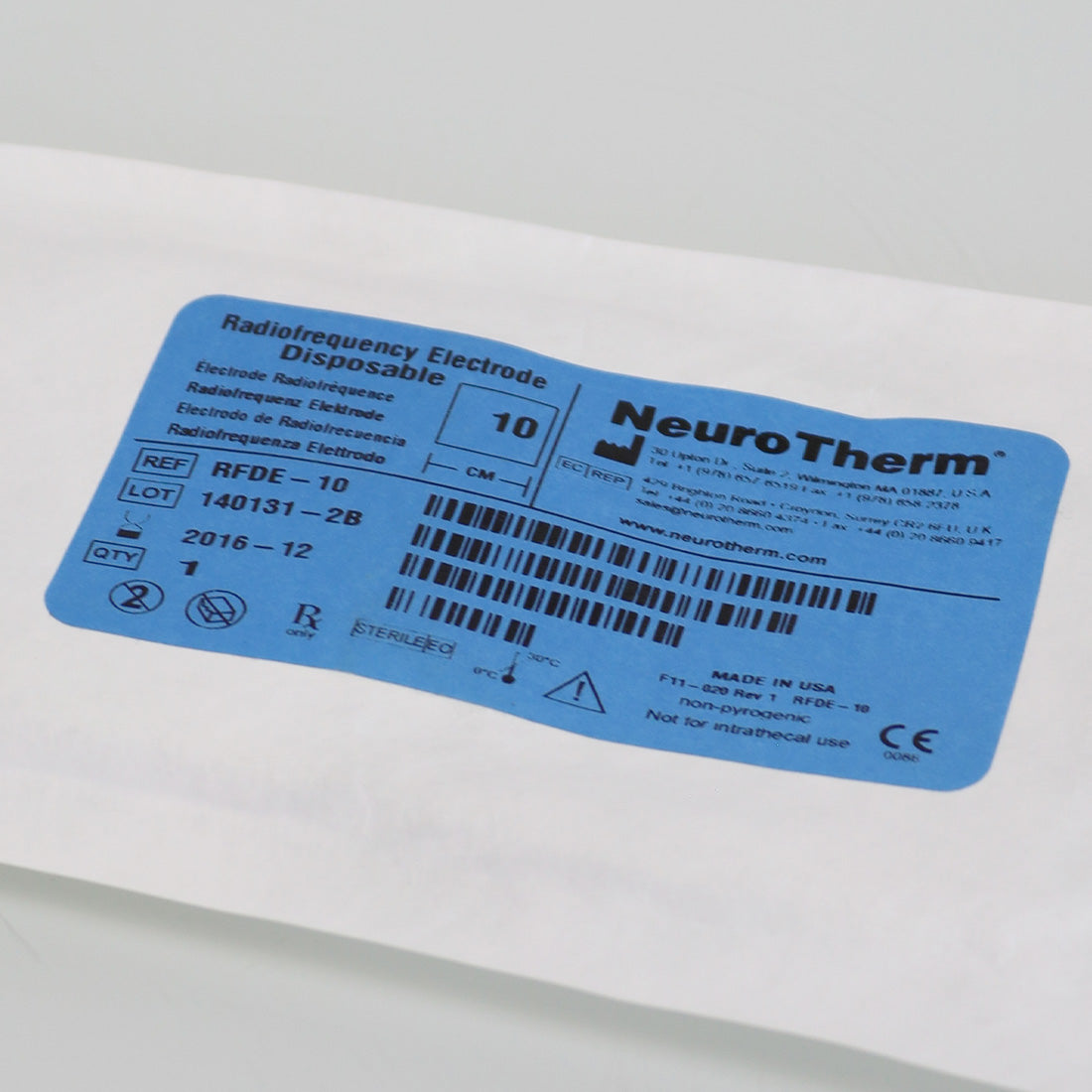 NeuroTherm Disposable RadioFrequency Electrode RFDE-10 RF Exp12/2016 (x1 Pc)