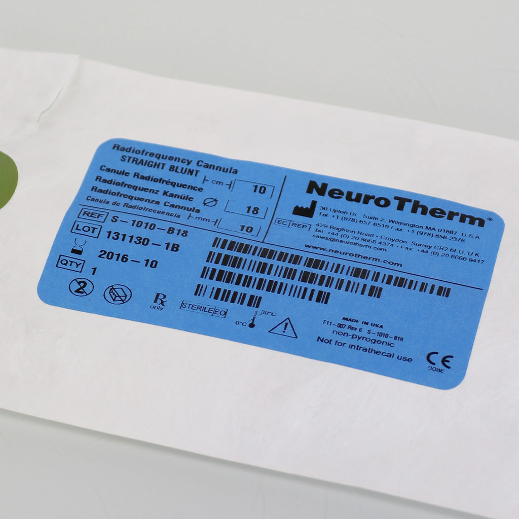 NeuroTherm RadioFrequency Disposable Cannula Straight Blunt S-1010-B-18 Exp-2016