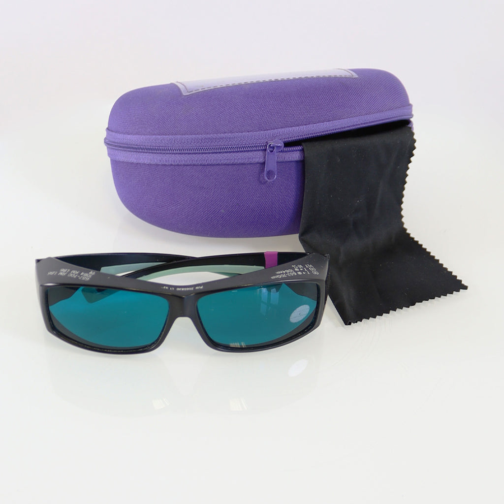 EnLighten Optic PPE Laser Safety Glasses Black Frame Aqua Lens 670nm 1064nm OD7